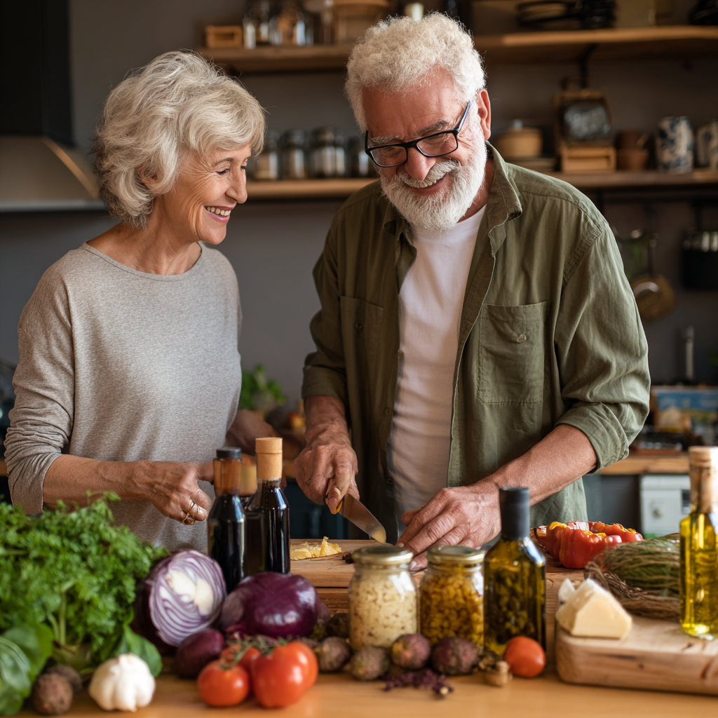 Older adults enjoying fermented foods and probiotic-rich meals for gut health